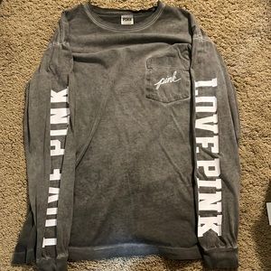 Victoria Secret Pink Long Sleeve Grey Tee